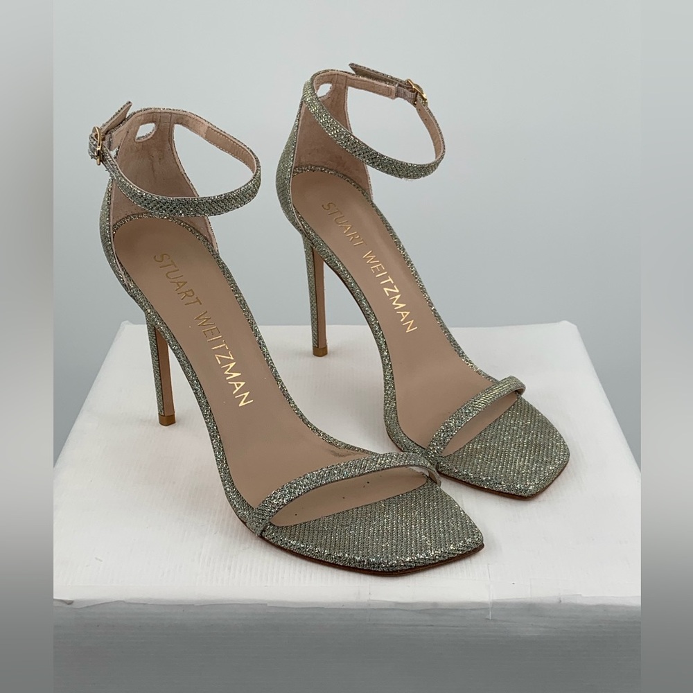 NWT NIB Stuart Weitzman Nudistcurve Textured Ankle Strap Sandals